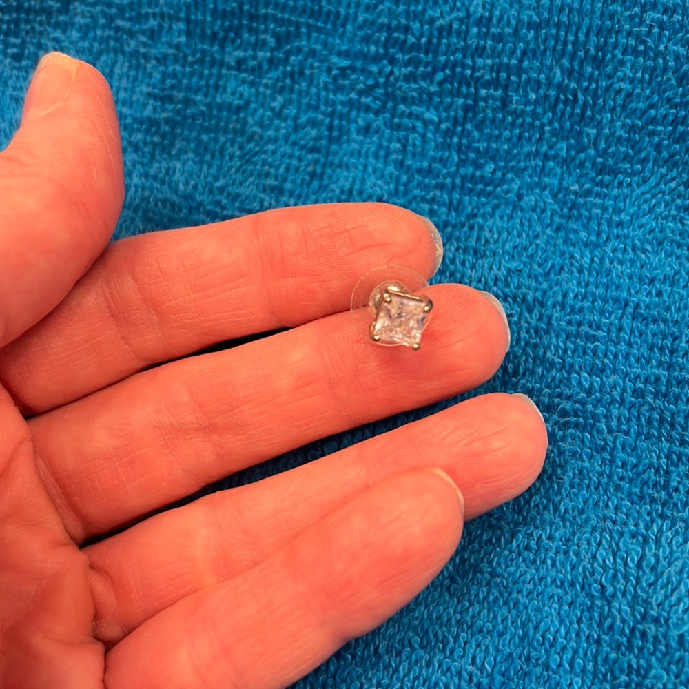 Sparkly CZ Princess cut earring